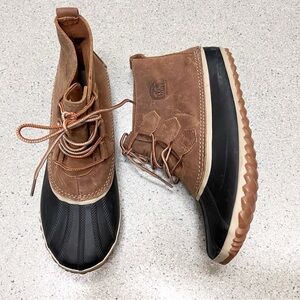 Sorel Out N' About Leather Duck Boots Brown Black Waterproof Winter 10